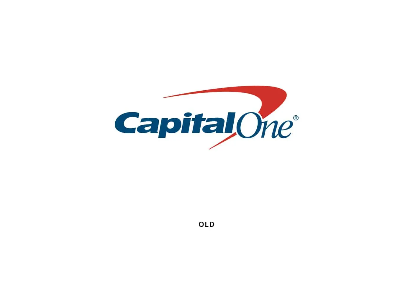 The old Capital One logo with its red swoosh on white.