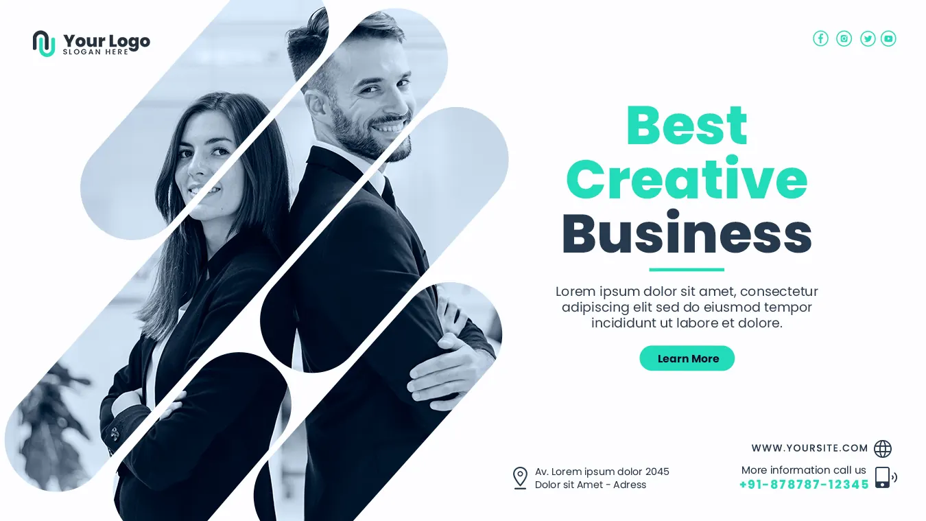 Clean creative business website design with a black and white couple photo.