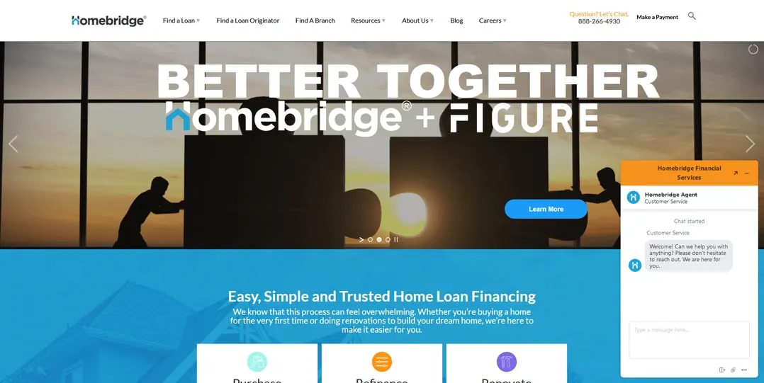 Screenshot of the Homebridge website with a Better Together banner and chat.