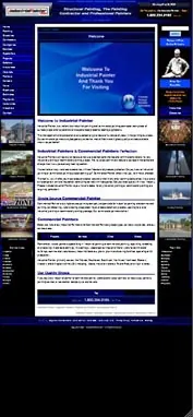 Mobile screenshot of the Industrial Painter website with a dark blue layout.