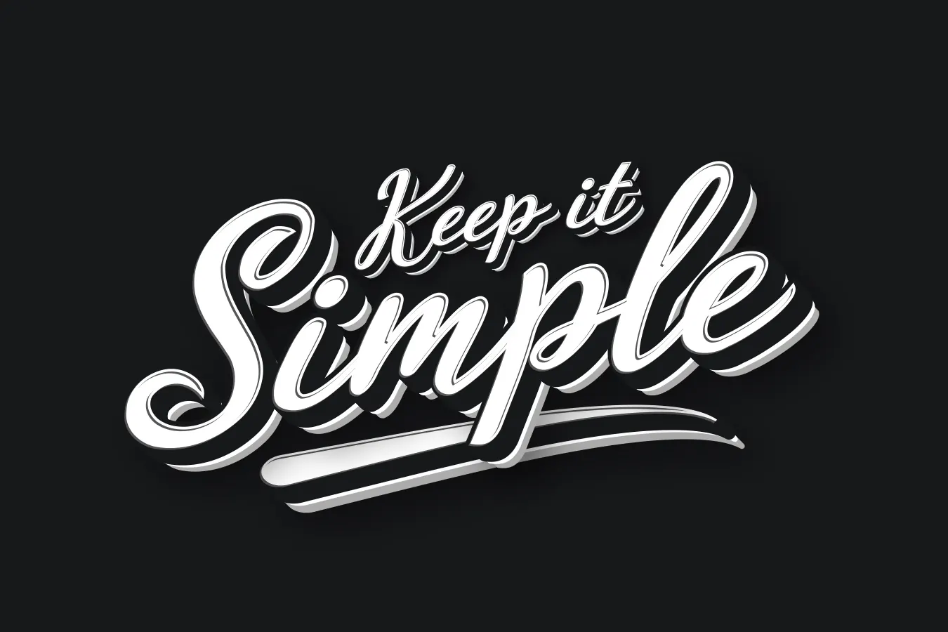 The words Keep it Simple in white script lettering on black.