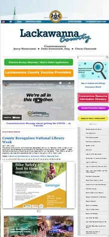Mobile screenshot of the Lackawanna County website with many small boxes.
