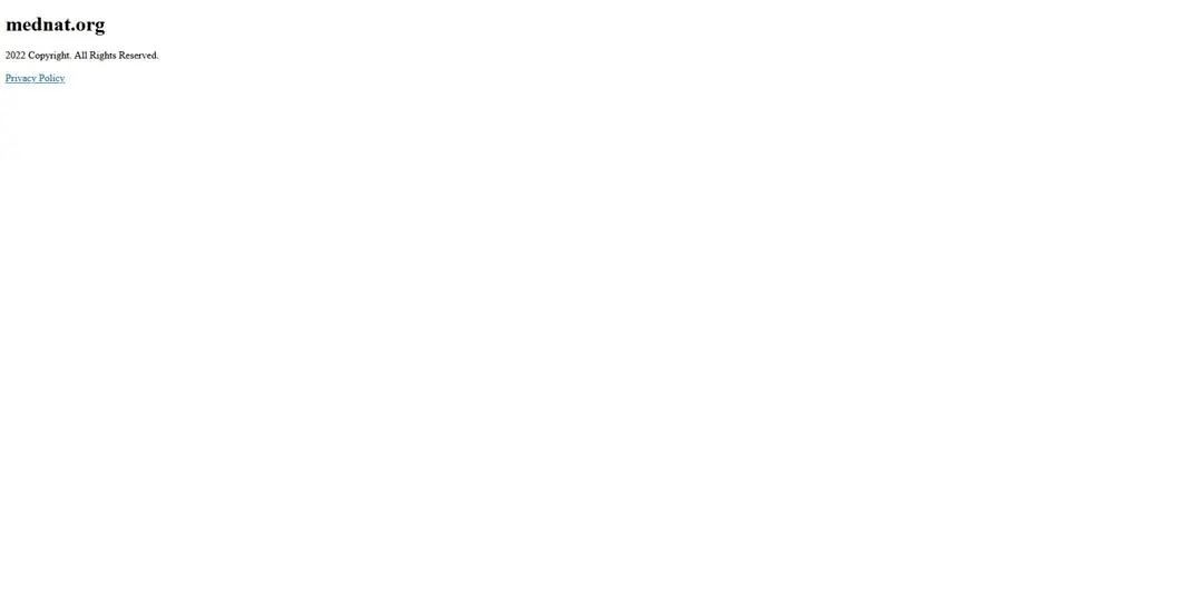 Screenshot of the nearly blank mednat.org website with a few lines of text.