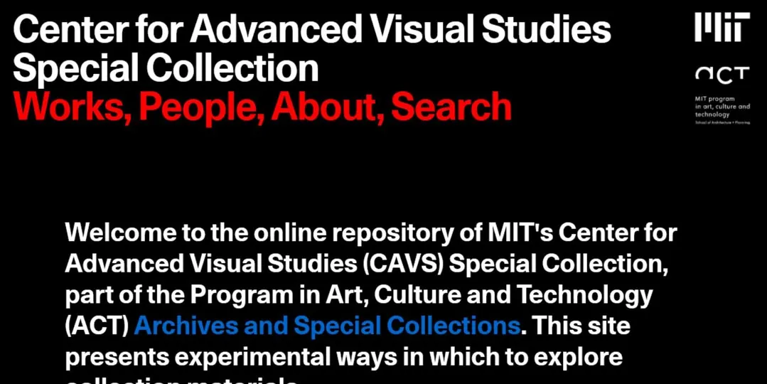 Screenshot of the MIT Center for Advanced Visual Studies site with red text.