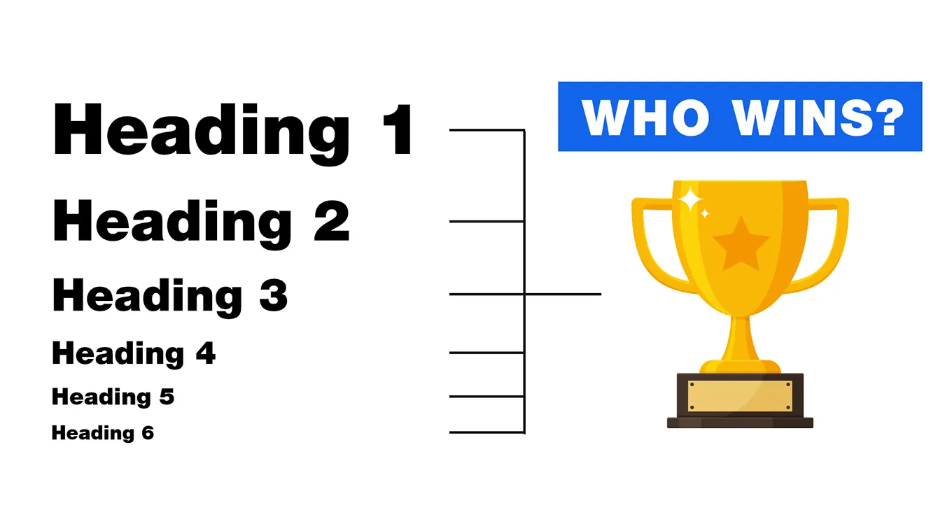 Graphic of headings one to six in a bracket leading to a trophy.