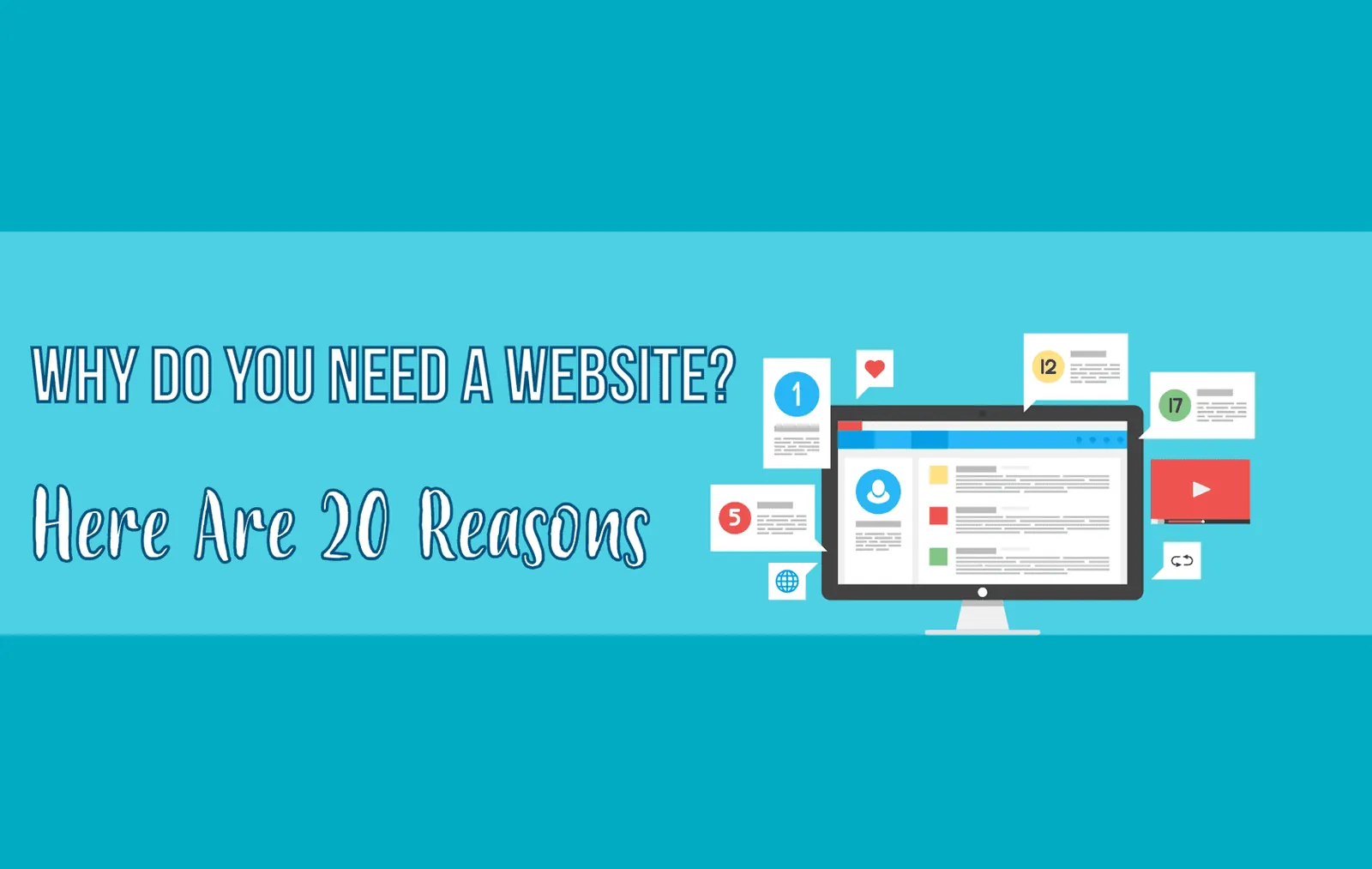 Teal banner reading Why Do You Need a Website with a laptop illustration.