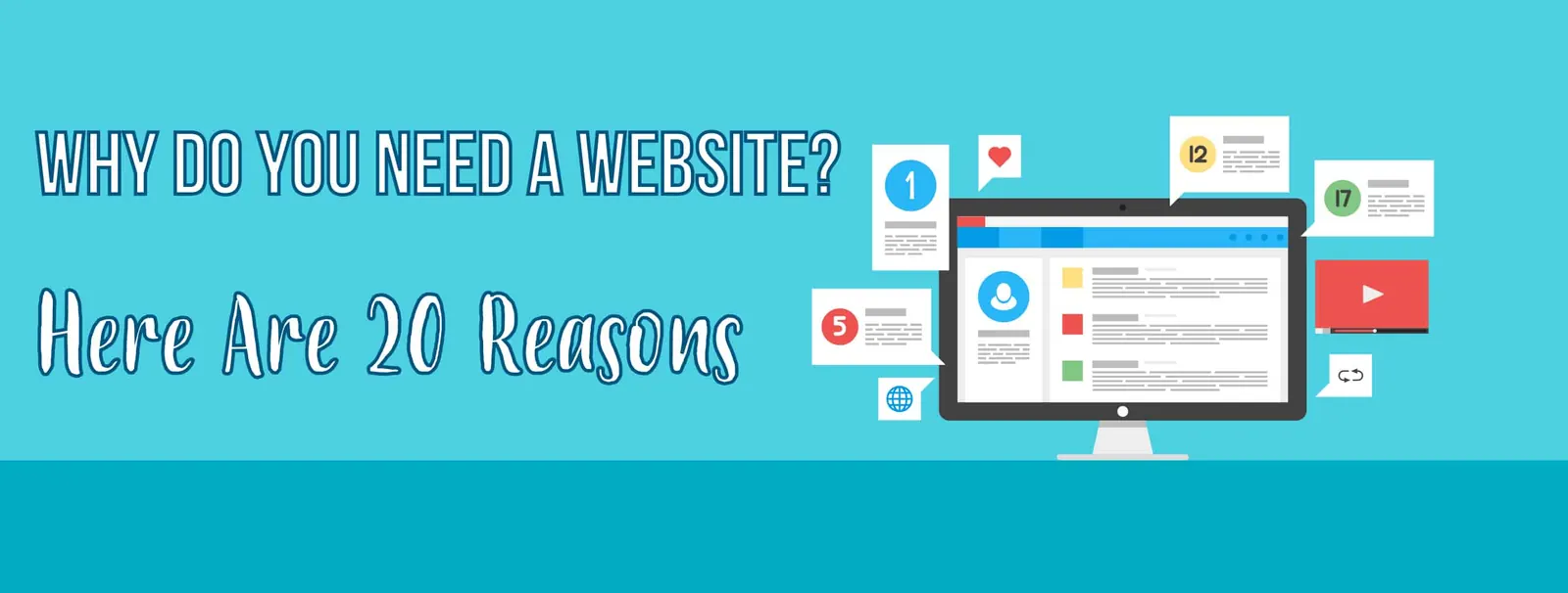 Wide teal banner reading Why Do You Need a Website with a laptop.